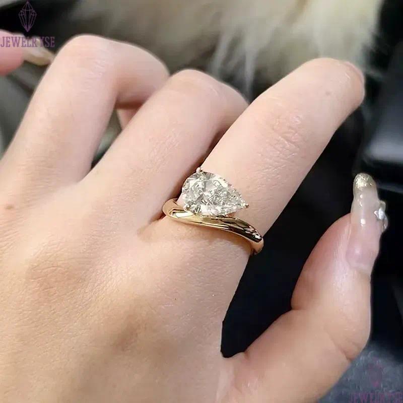 gold designer ring for woman wed diamond luxury 925 sterling silver zirconia oval square heart love wedding promise womens engagement rings jewelry si