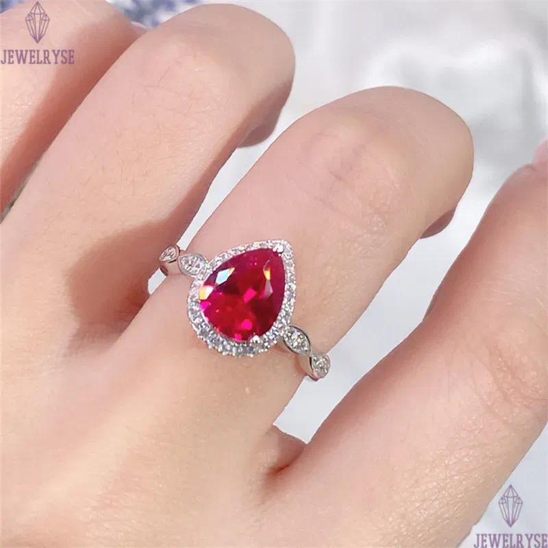 red diamond designer bands rings for women wedding luxury 925 sterling silver love pear heart ring 8A zirconia mariage engagement wed woman jewelry gi
