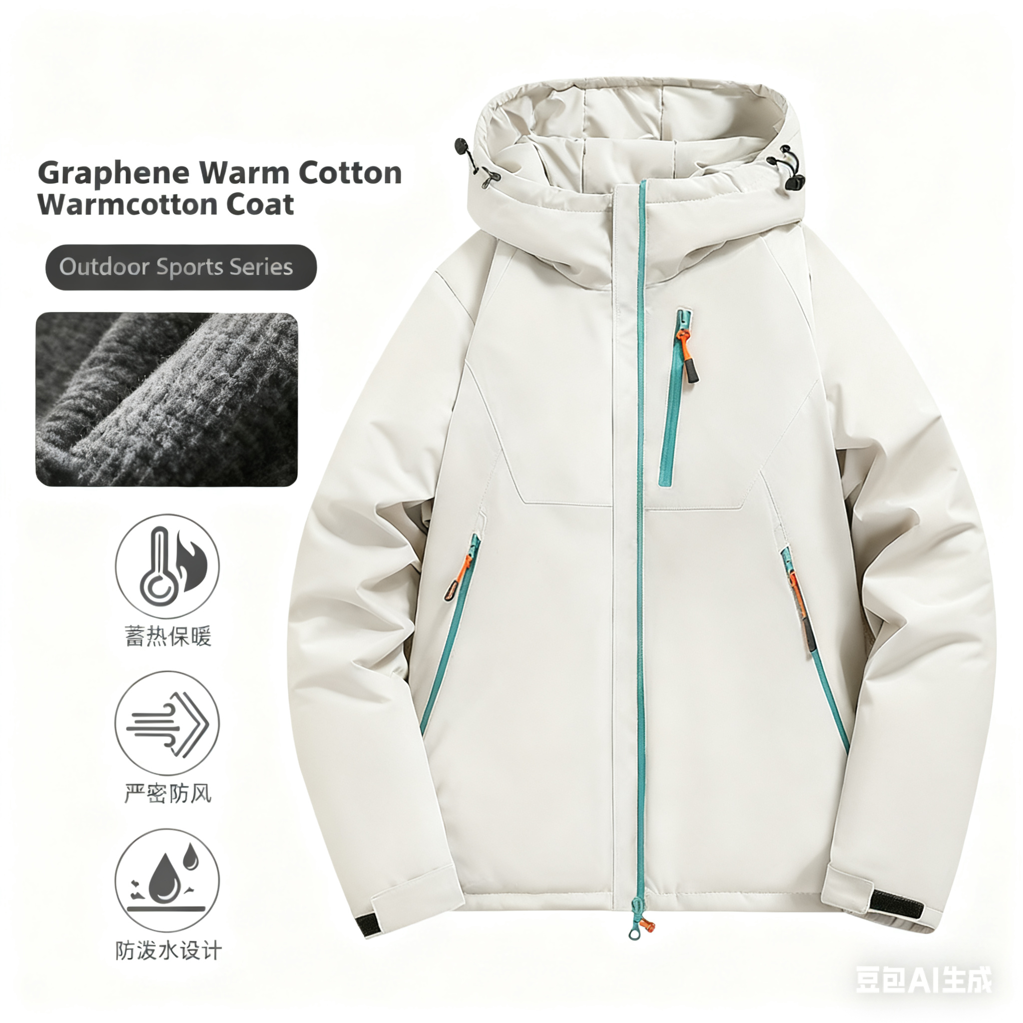Outdoor Waterproof Cotton Coat - Unisex, Loose Hooded Puffer Jacket with Graphene Lining for Couples, Winter Style