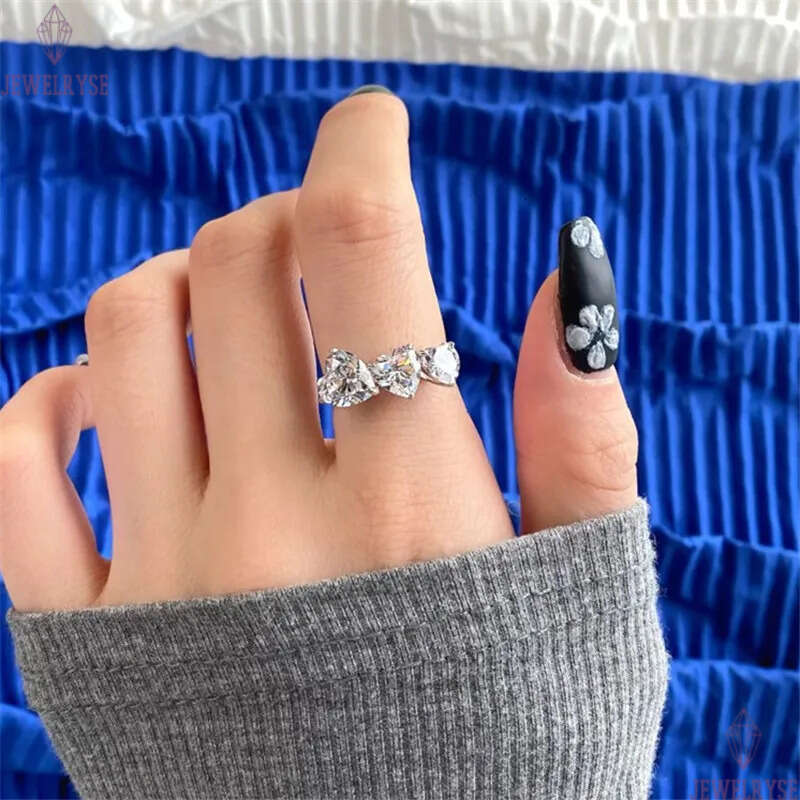 Ins Top Cute Wedding Rings Fashion Jewelry 925 Sterling Silver ring Fill Heart Shape White 5A Cubic Zirconia CZ Diamond Promise Eternity Engagement Fo