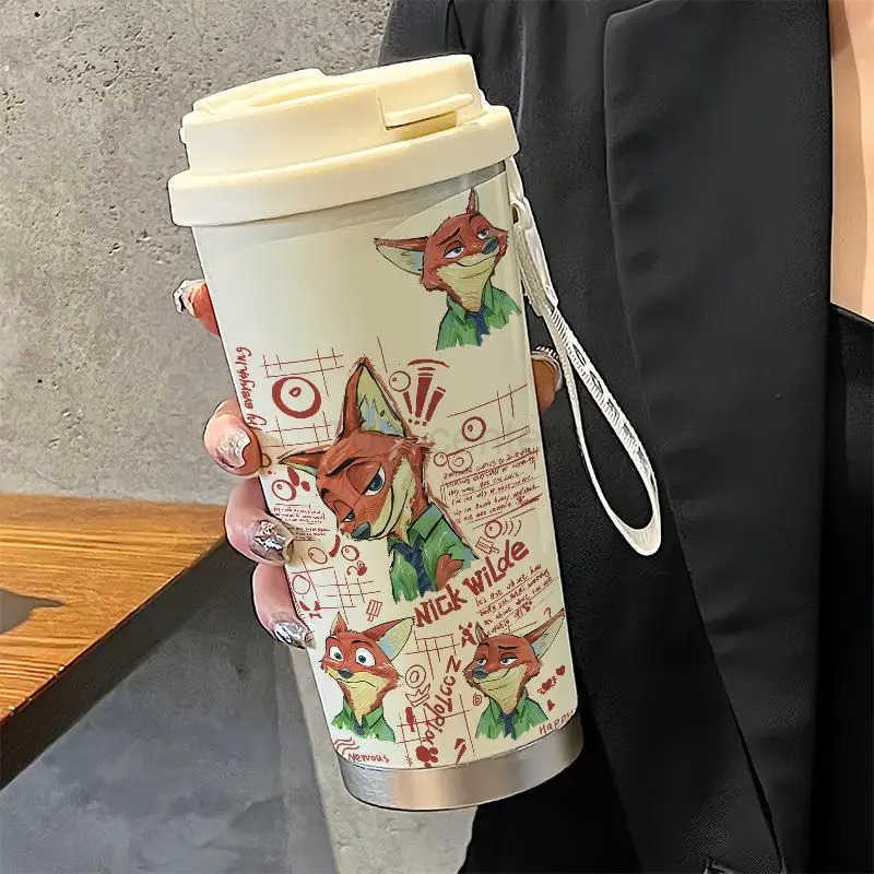 Disney Zootopia 2 Peripheral Nick Judy Hopps Thermos Mugs Ins High-value Cartoons Large-capacity Couples Students Cute Water Cup H251203