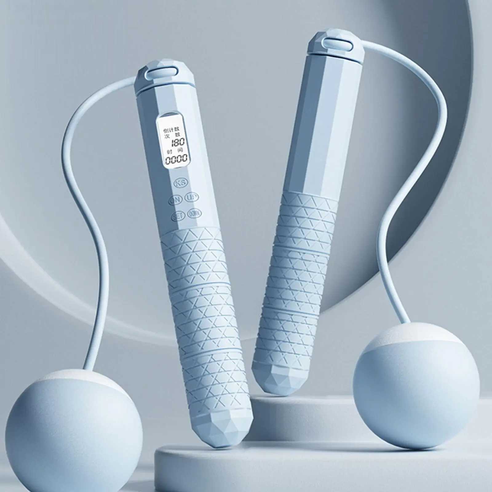 Cordless Skipping Rope Fitness Specific Intelligent Timing and Counting Weight-bearing Ball Professional Night Vision Screen M260319