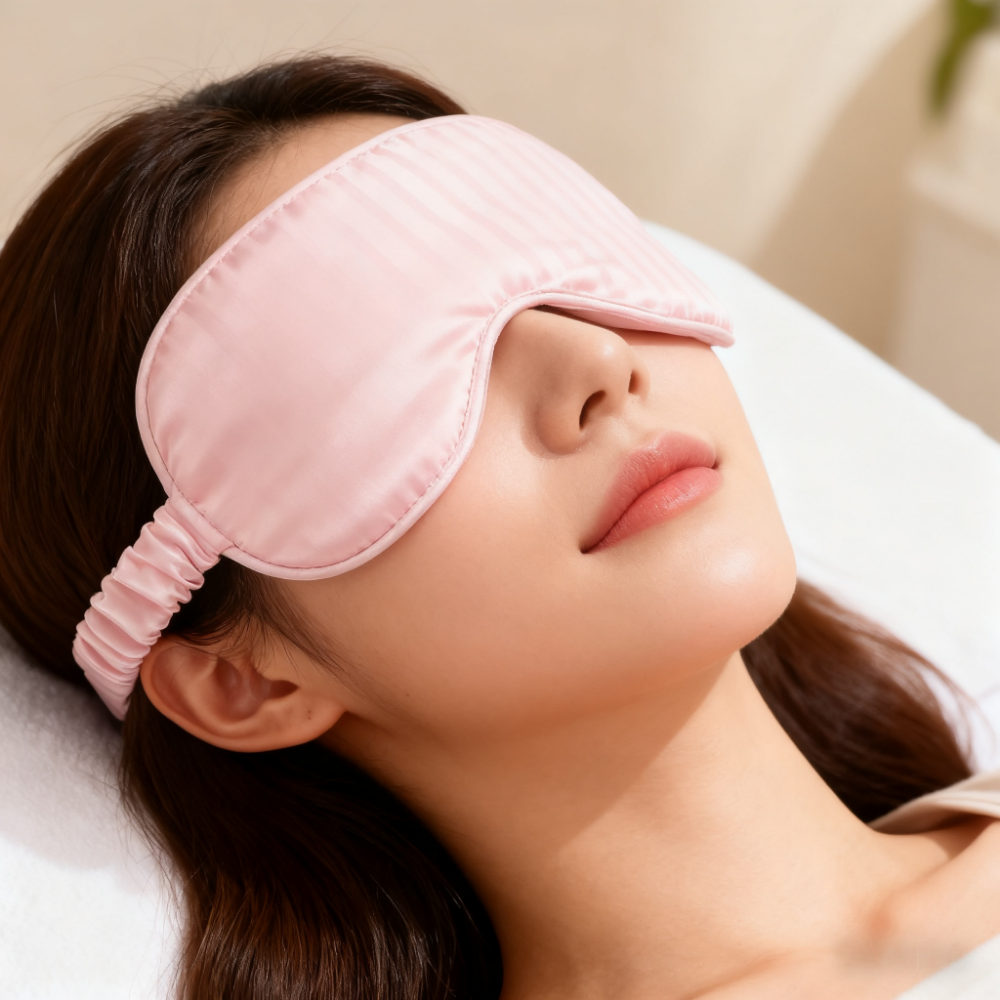 Vintage striped silk eye mask for light-blocking sleep, breathable and skin-friendly, suitable for outdoor travel and rest. Must-have item for immedia