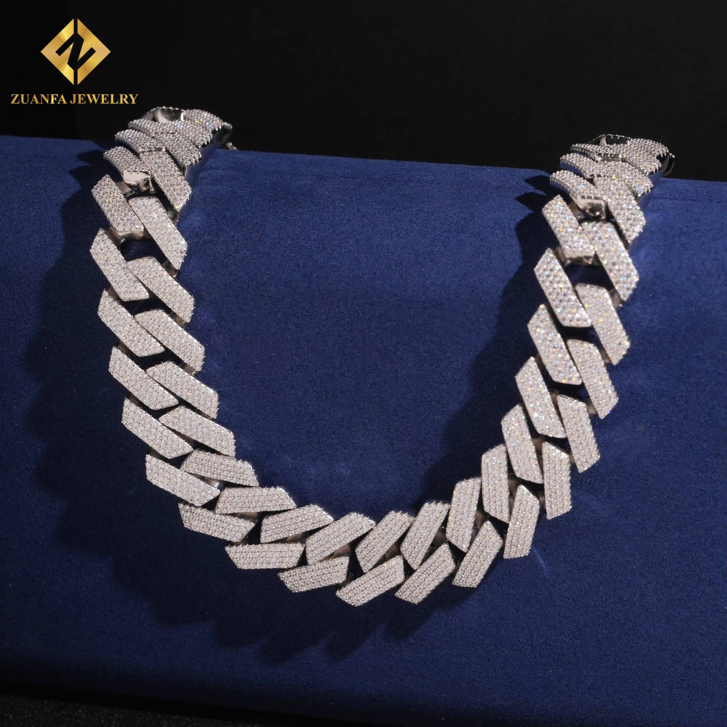 Big Chain 20mm Moissanite Chain Cuban Links 925 Silver Cuban Link Chain Necklace Pass Diamond Tester