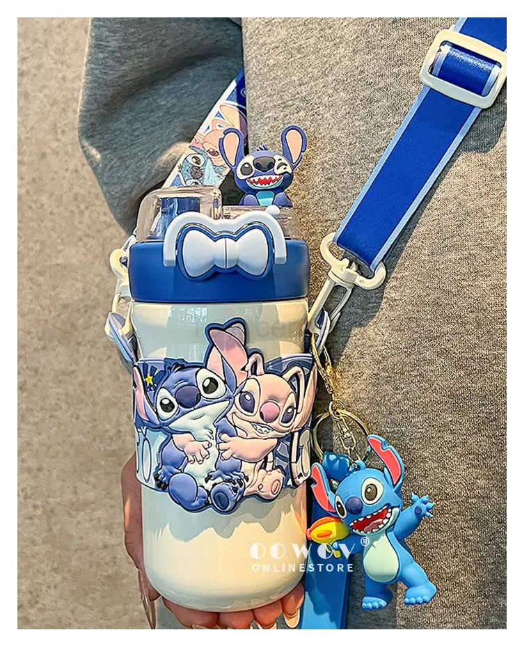 Disney Stitch 500ml Thermal Cup LiloStitch Portable Large Capacity Outdoor Sports Water Cup Drinking Stainless Steel Bottle H251203