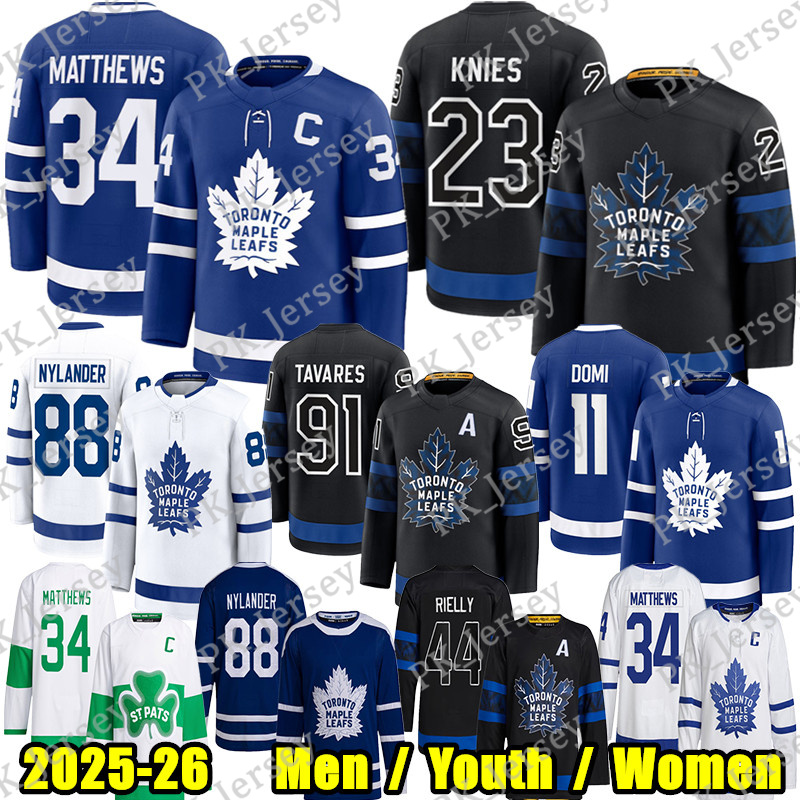 #34 Auston Matthews torontoS Hockey Jersey William Nylander Matthew Knies John Tavares Easton Cowan maple leafs jersey Morgan Rielly Max Domi Joshua Stolarz jersey