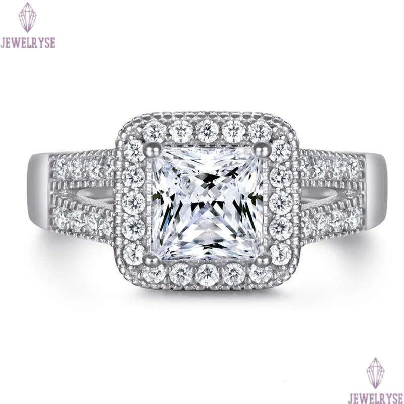 luxury 6mm square diamond designer ring for wed 925 sterling silver white 5A zirconia engagement wedding band rings jewelry woman home party gift box 