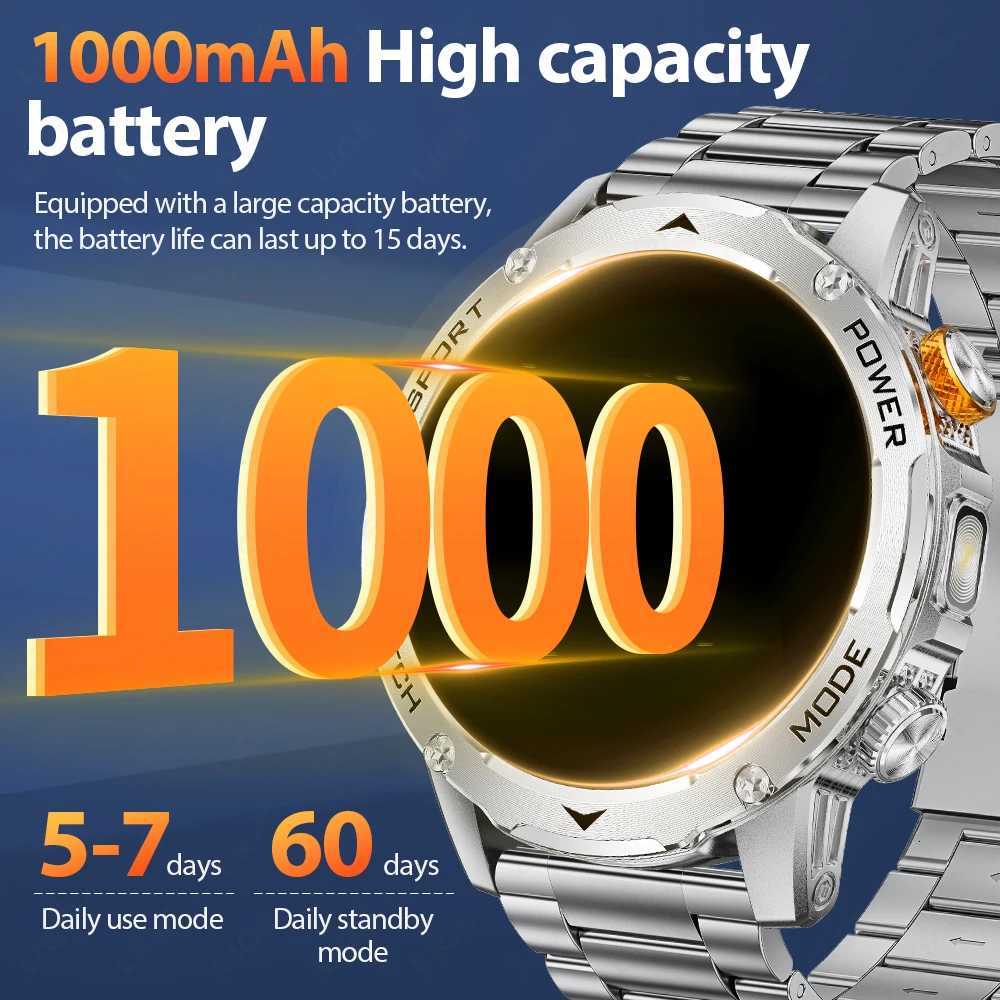 LIGE Smart Watch Man 1000mAh Long Standby Outdoor Smartwatch Men LED Flashlight Waterproof Rate Sport BT Call Smartwatches C251203