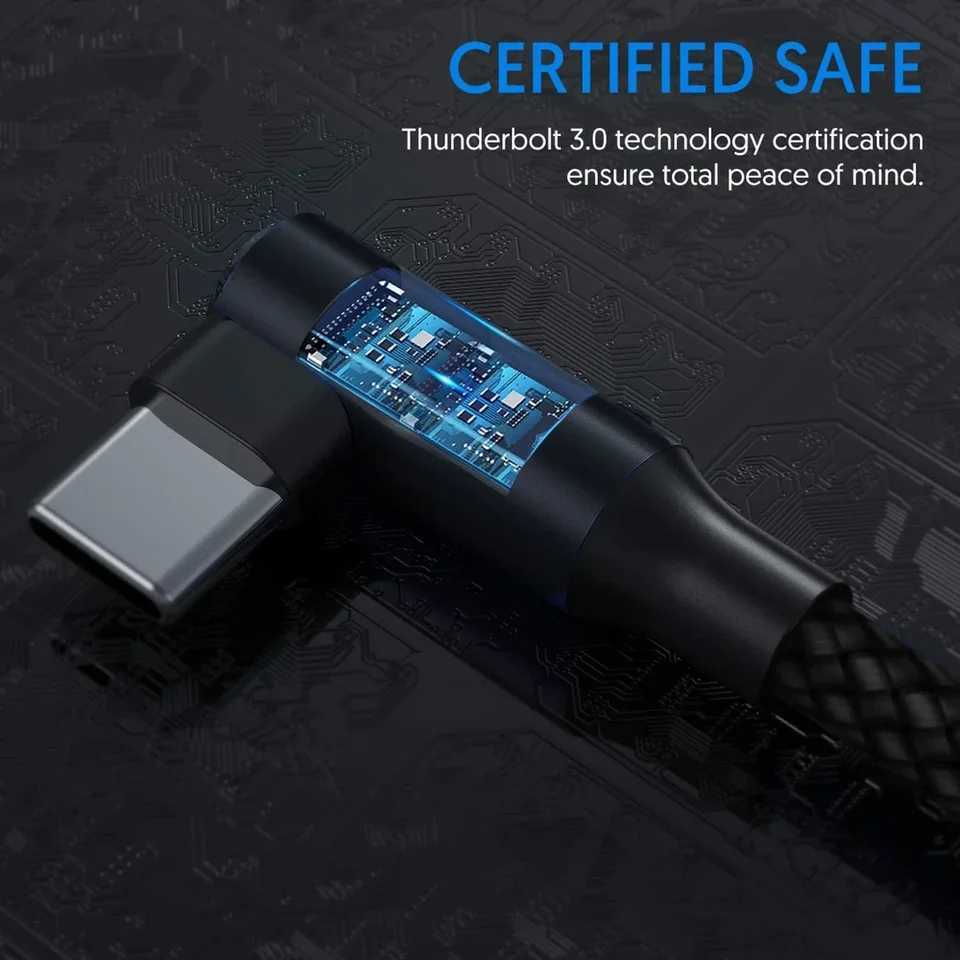 OUIO 2-Pack 66ft Right Angle Braided USB-C Charging Cable Durable Fast Charger for Phones Tablets C251203