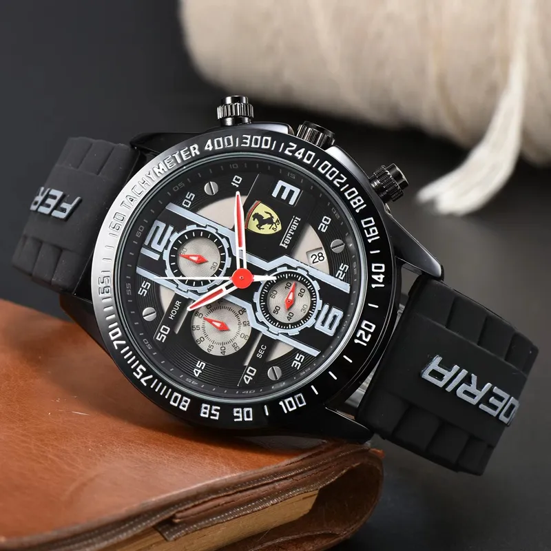 New Men's Watch All Dials Working Quartz Watch High Quality Top Luxury Brand Chronograph Clock Fashion Rubber Belt Type 01
