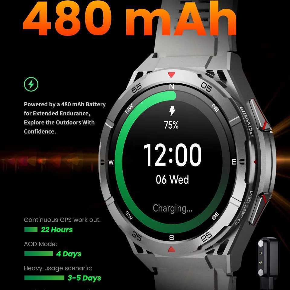 New Smart Watch GPS Sports Cpass Altitude Air Pressure e Tooth Call 3ATM Waterproof Health AMOLED Sn Smartwatch 480Mah C251203