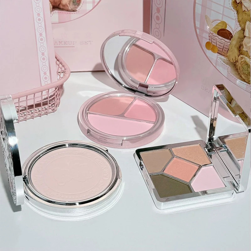 ART VALUE 7PC Makeup Sets Include 3 Colors Lip Mud1 Pressed Powder1 Blush1 Eyeshadow Palette1 Necklace Beauty Makeup Sets 251126