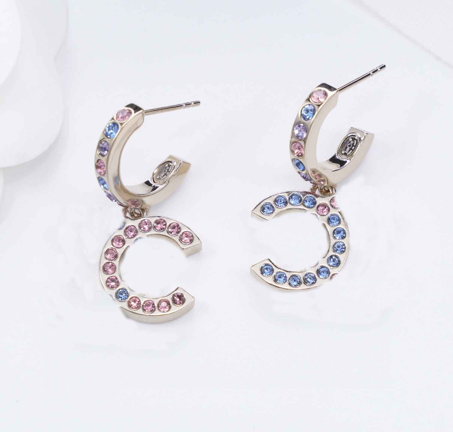 2026 Luxury quality charm drop earring with pink and blue color design in 18k gold plated have stamp simple style PS6110B
