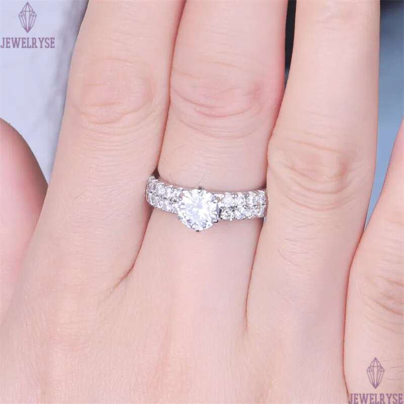 1ct round diamond ring designer for woman wed luxury 925 sterling silver white full 5A zirconia engagement wedding rings anniversary jewelry women gif