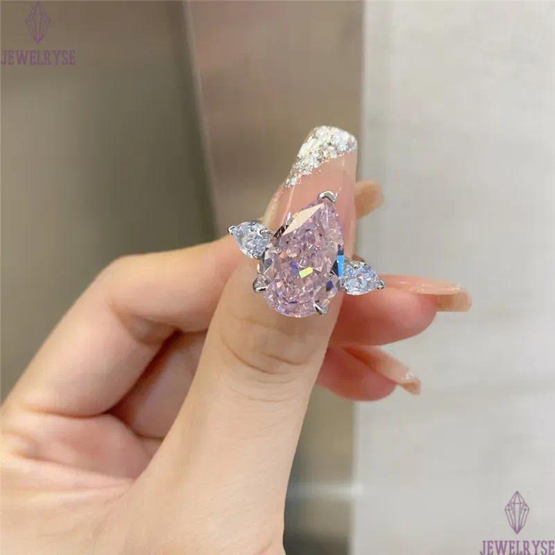 pink designer diamond ring for woman wed promise 925 sterling silver 8A zirconia sqaure heart love engagement wedding rings womens luxury jewelry gift