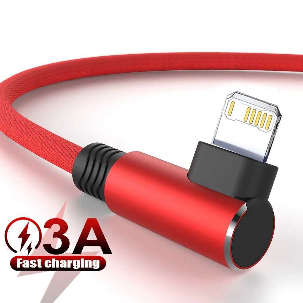 90 Degree USB Cable For iPhone 14 13 12 11 Pro Max X XR 6s 7 8 Plus 2m Lead Mobile Phone Fast Charging Cord Data Charger Wire C251203