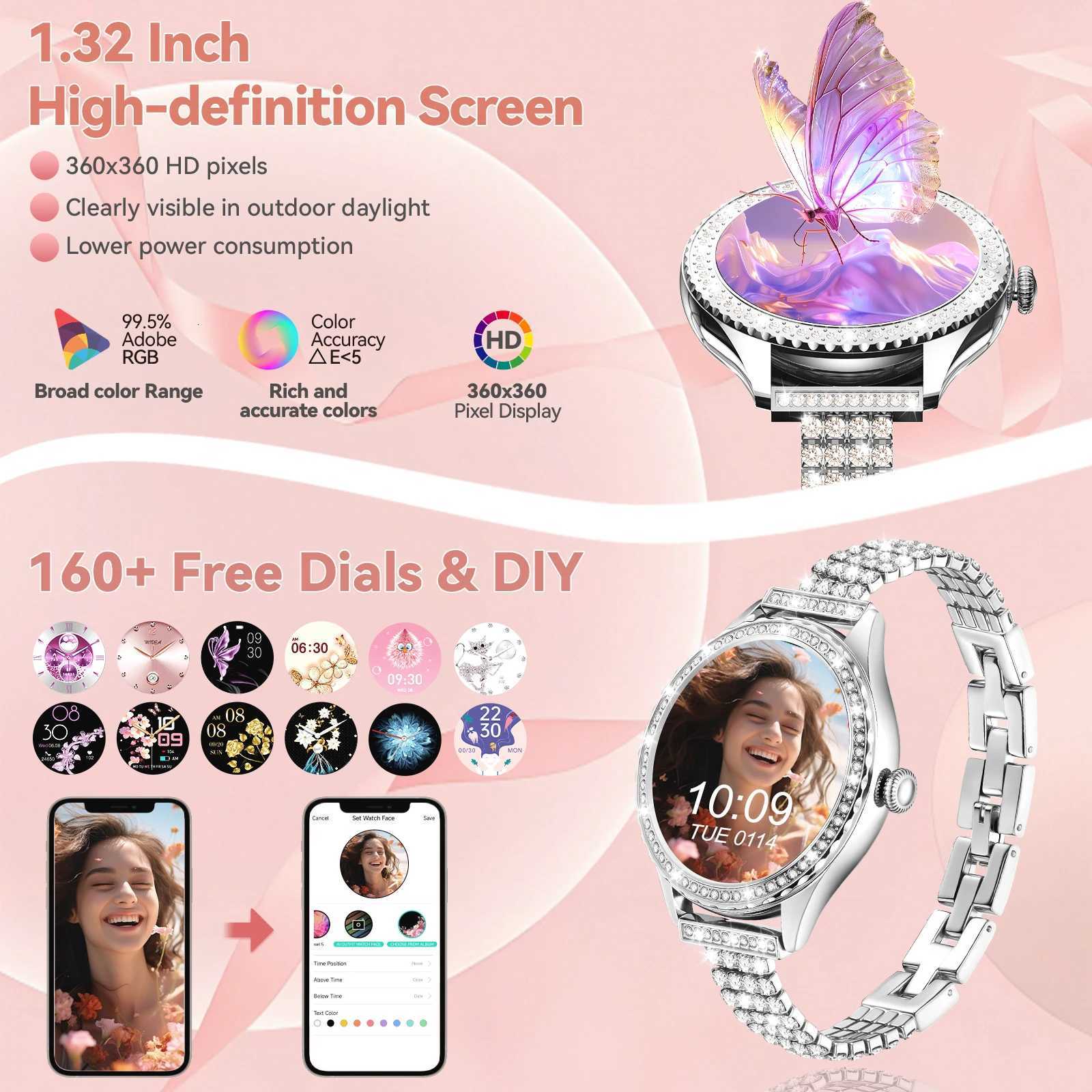 Smart Watch Wen Wireless Call Rate Blood Pressure Al Steps Calories Mtiple Sports Modes Perfect Gift for Wen C251203