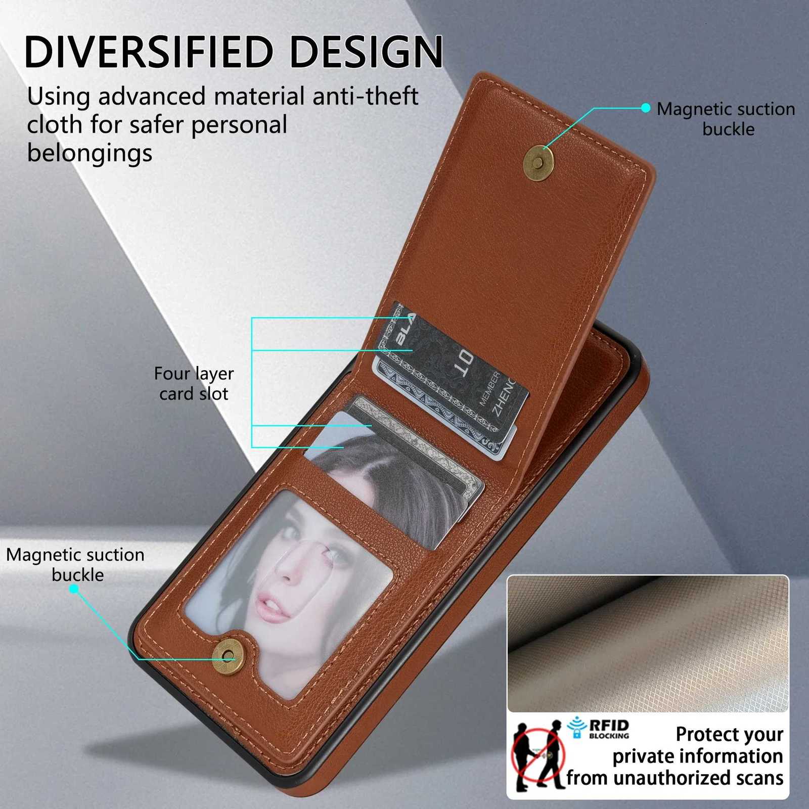 Vertical Cards Solt Wallet Leather Case for Samsung Galaxy S25 S24 Ultra S23 FE S21 S22 S20 Plus A14 A54 A13 A53 A52 Stand Cover Z251203