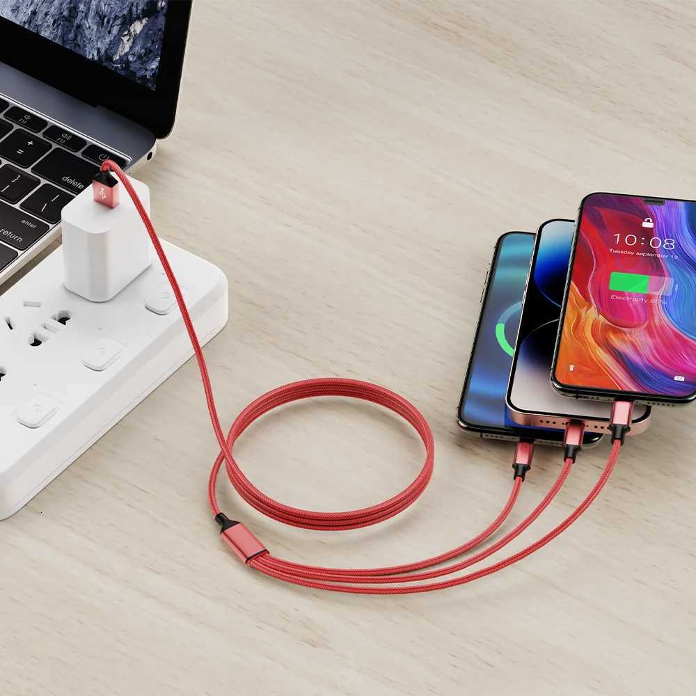 4pcs 3in1 USB-C Fast Charging Cable with Lightning Micro Type C Mti Interface Data Cable Suitable for Iphone C251203