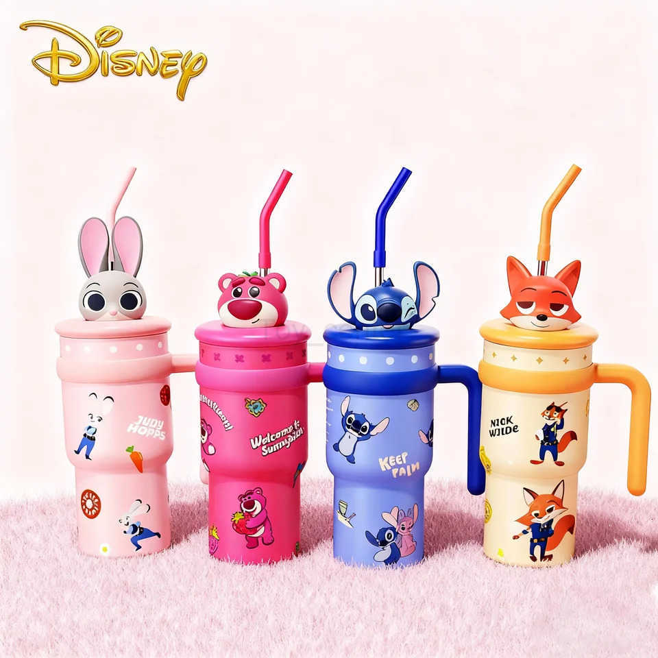Disney Stainless Steel Tumbler 24oz Vacuum Insulated Cup with Lid Straw Leakproof Coffee Cup Hot Cold Drinks bottle Gift H251203