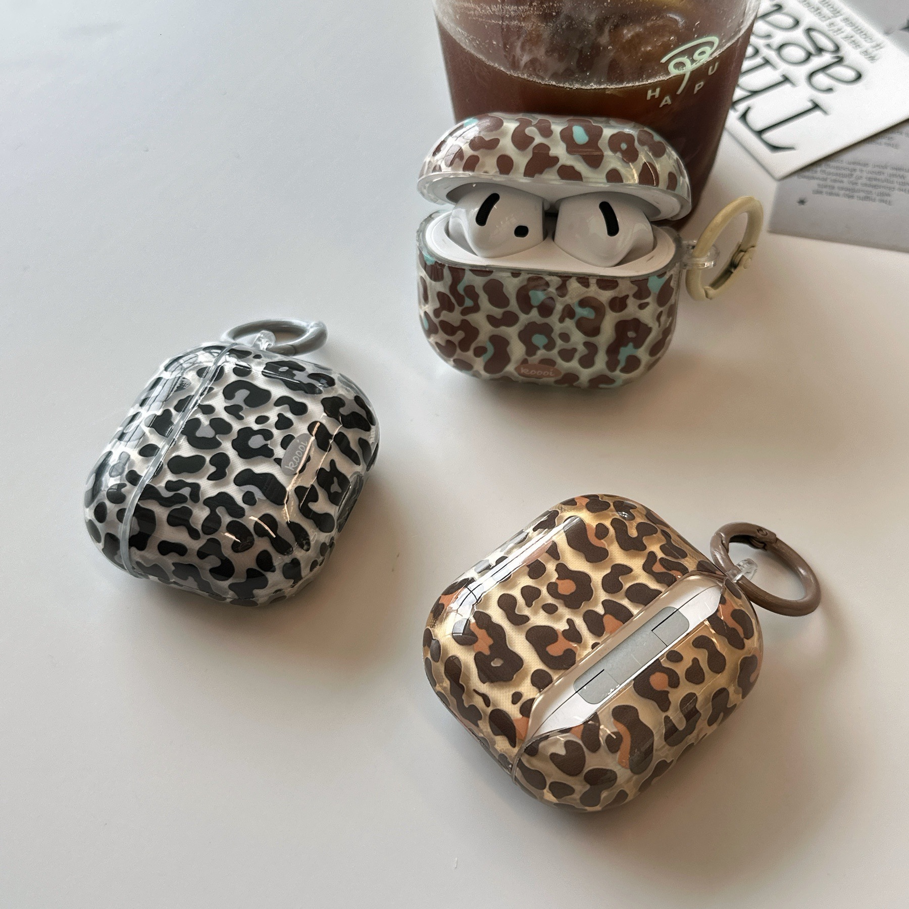 Transparent Leopard Print Compatible with AirPods Pro 3 Apple 1/2 Earphone Bluetooth 4th Generation Protective Case for Women