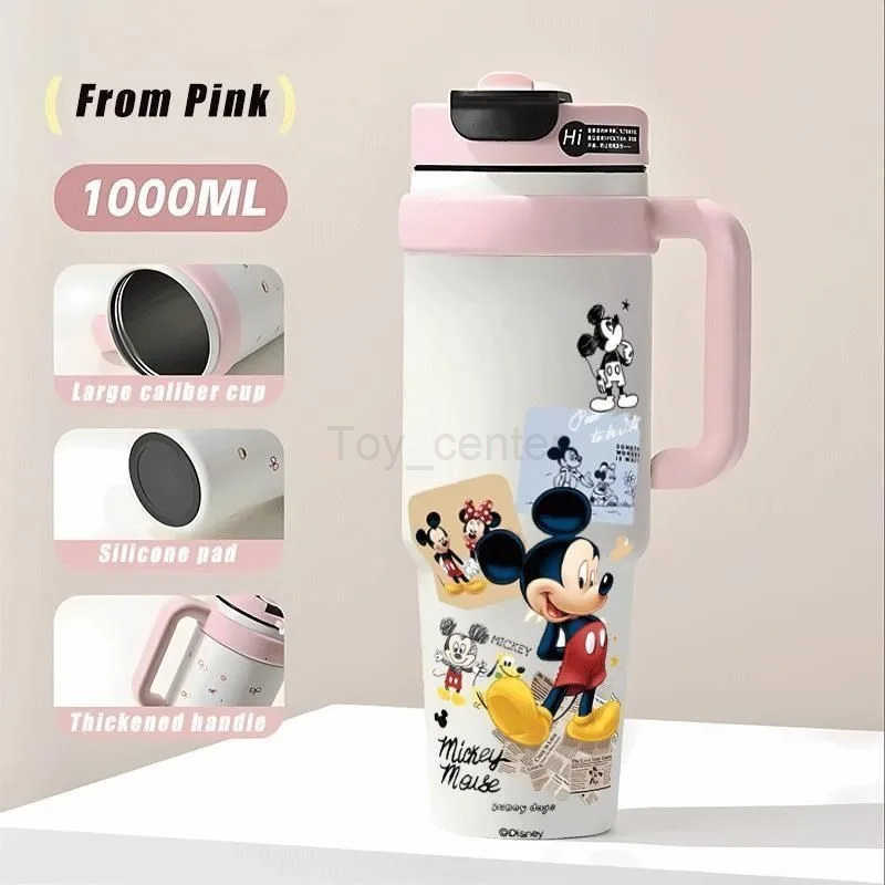 Disney New Mickey High Color Value Personalized Large Capacity Straw Sports Water Cup Cartoon Portable Accompanied Thermos Cup H251203