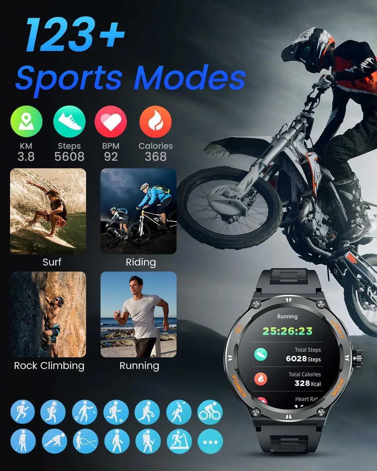 2025 NewOutdoor Sport Smart Watch Men GPS Fitness Cpass LED Flashlight 3ATM Waterproof BT53 Call Smartwatch For IOS Android C251203