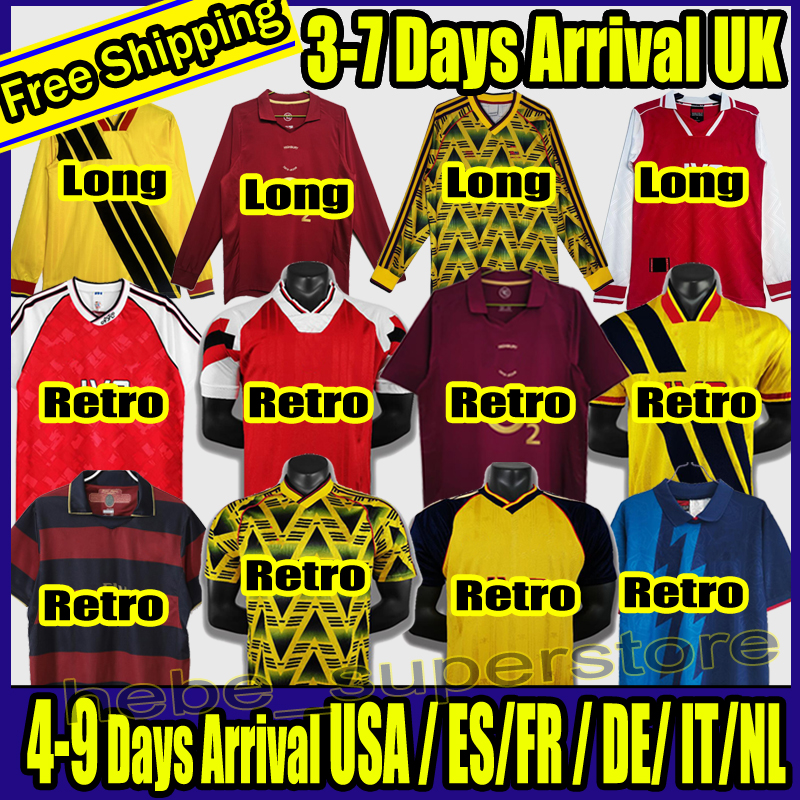 Retro 1991 1993 94 95 96 97 98 Andy Cole Ian Wright Tony Adams retro soccer jersey 00 02 04 05 06 07 08 11 HENRY Lee Dixon Kevin Campbell Alan Smith classic vintage football