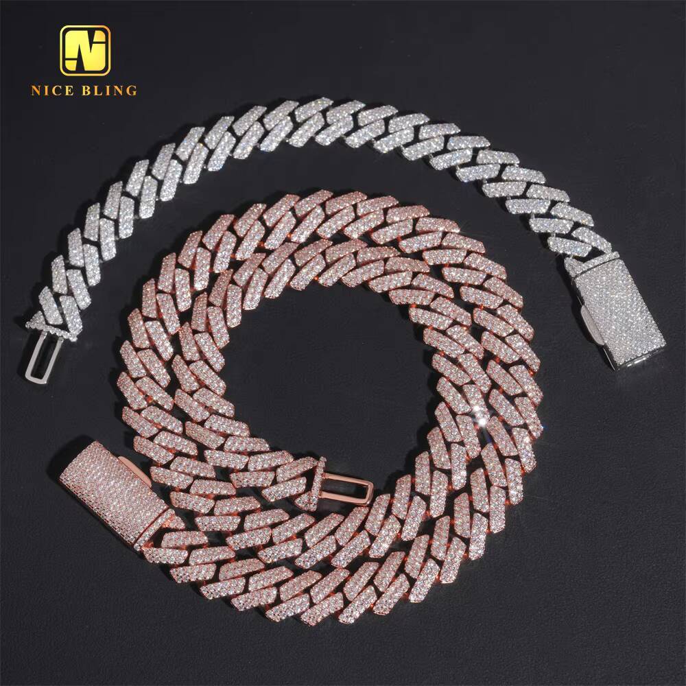 13mm 2 Rows High Quality CZ Stone Iced Out Cuban Link Chain 925 Silver Hip Hop Jewelry Cubic Zirconia Diamond Necklace Bracelet