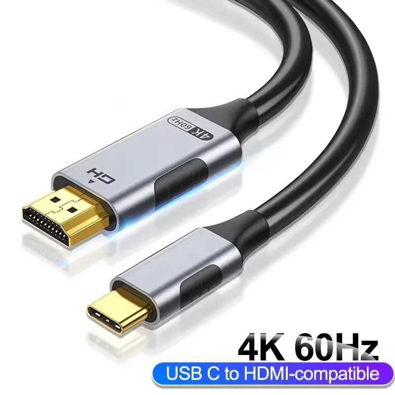 4K USB C to -cpatible Cable 4K 30Hz 60Hz Type C to -cpatible Adapter Thunderbolt 3 Cord For iPhone 16 Laptop Tablet C251203