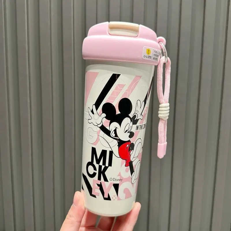 Disney New Mickey Minnie Thermos Creative High-value Anime Cartoon Diy Printing Student Large Capacity Portable Cute Suction Cup H251203