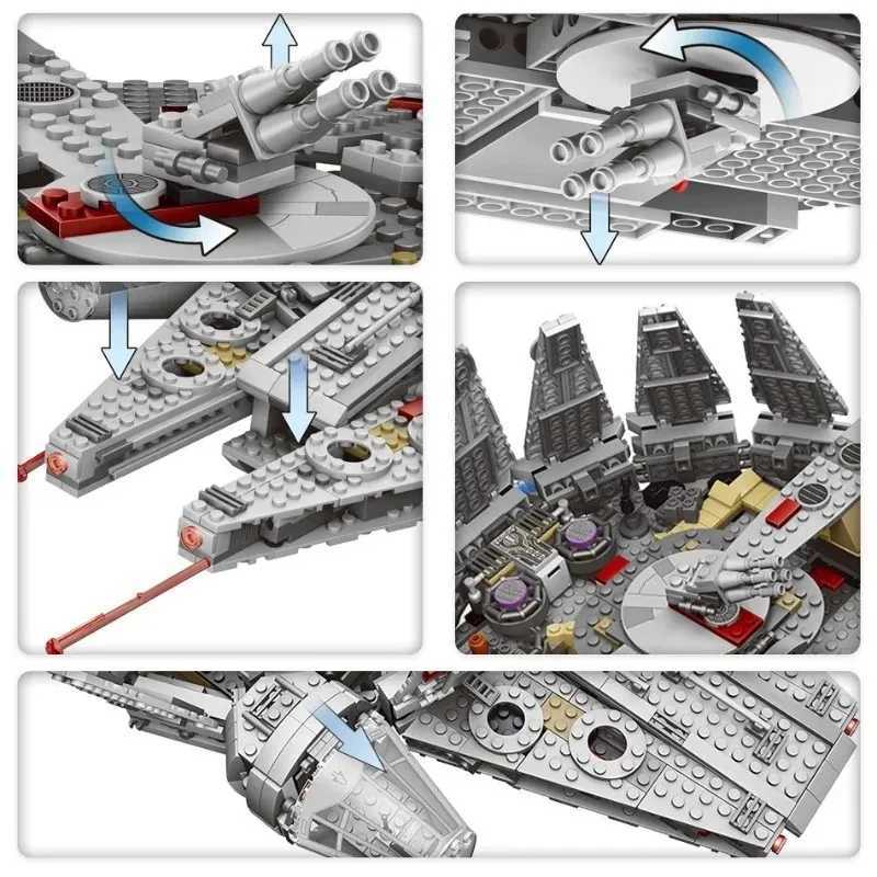 In Stock Falcon Spaceship Bricks Block Toy for Boys Gift for Kids Millennium Model Building Kits for Constructor C251203