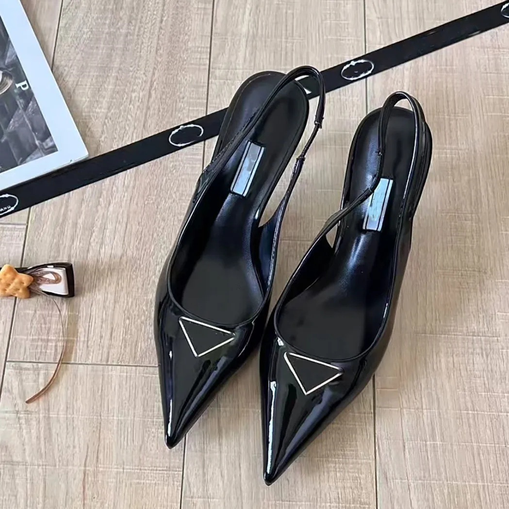 Designer shoes lady's high-heeled shoes summer triangle sandals Parisian high-heeled shoes luxurious women's shoes party heels and wedding shoes