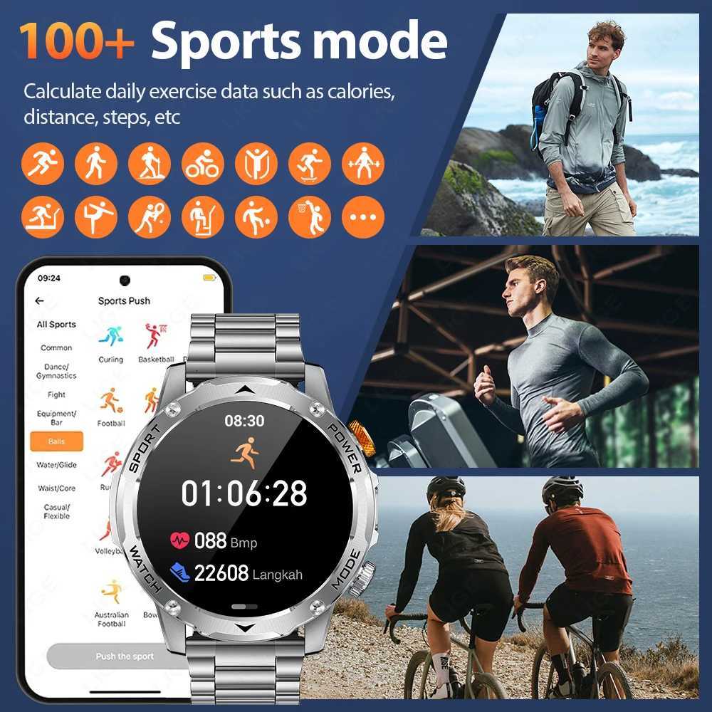 LIGE Smart Watch Man 1000mAh Long Standby Outdoor Smartwatch Men LED Flashlight Waterproof Rate Sport BT Call Smartwatches C251203