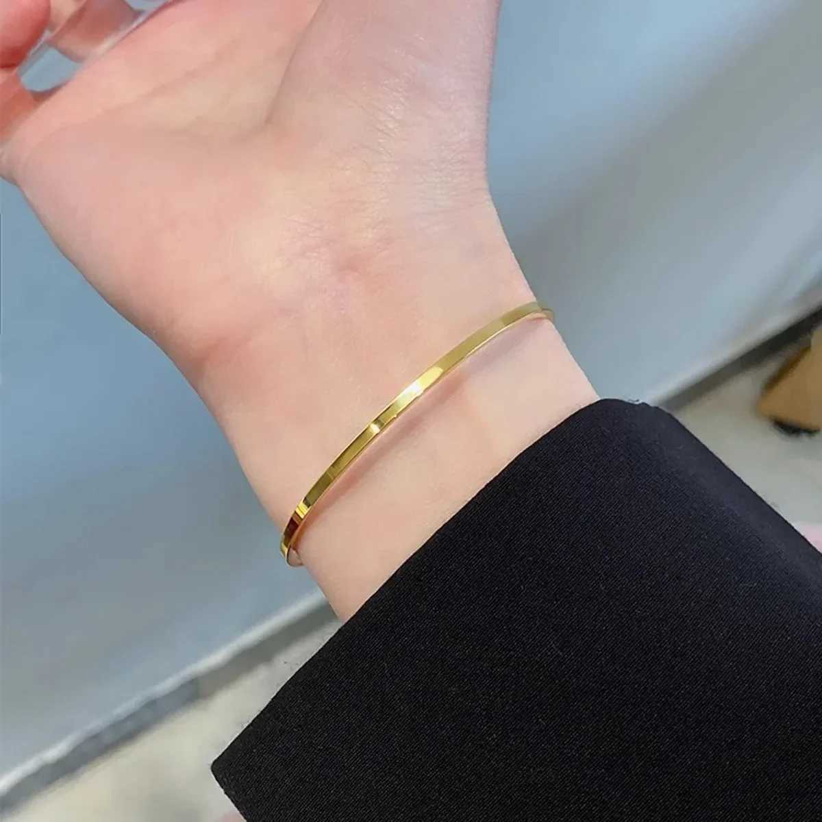 Golden Luxury Thin Bangles for Wen Stainl Steel Fashion Wedding Engagement Jewelry Girlfriend Gift Pseiras W251203