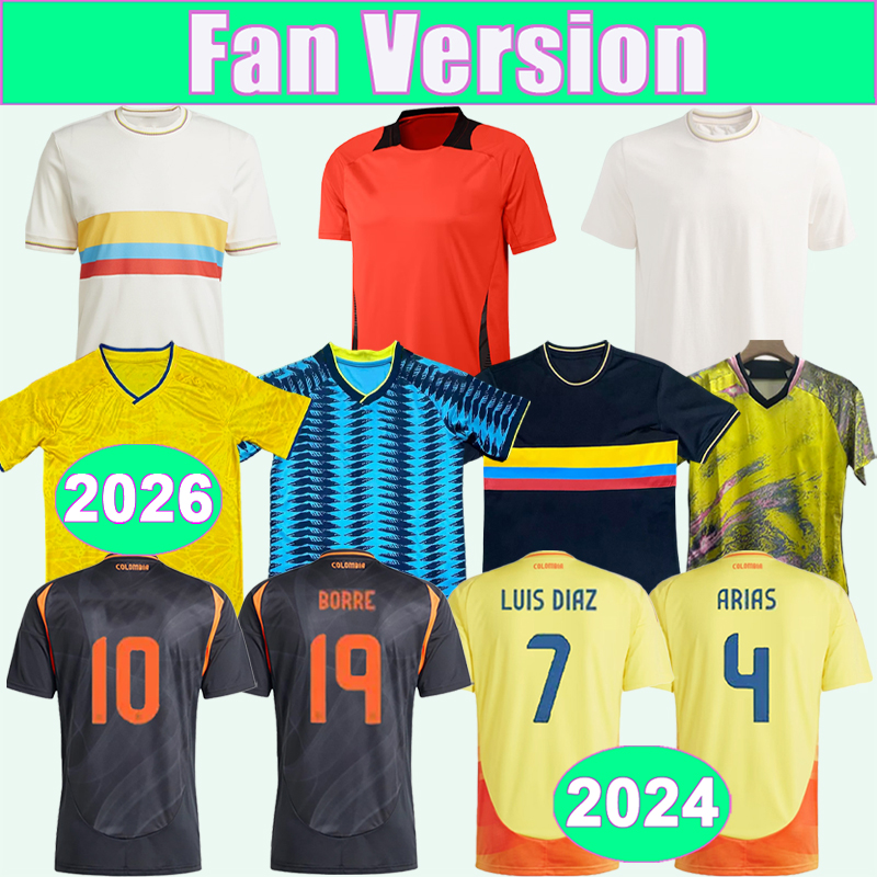 24 26 Colombia Mens Soccer Jerseys National Team LUIS DIAZ BORRE CARRASCAL CASTANO MOSQUERA ARIAS Home Away Training Wear Football Shirts
