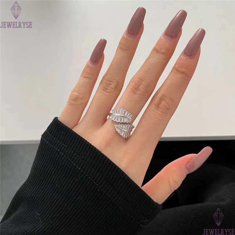 adjustable size diamond designer ring for woman love 925 sterling silver leaf butterfly 5A zirconia prong setting engagement rings womens luury jewelr