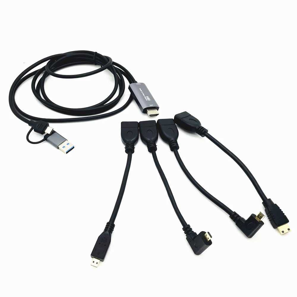 2in1 USB Type-C to Micro / Mini -cpatible Video Capture Card Cable for Fuji Camera PC 4K C251203