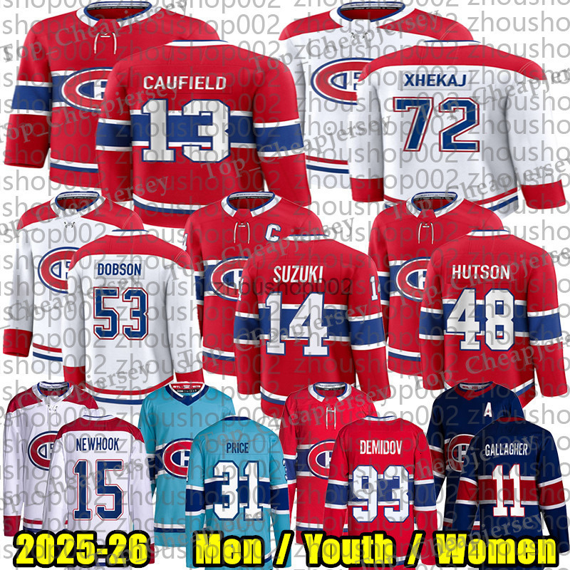 13 Cole Caufield montreal hockey jersey 14 Nick Suzuki Lane Hutson Juraj Slafkovsky canadians jersey Ivan Demidov Patrik Laine Noah Dobson Arber Xheka