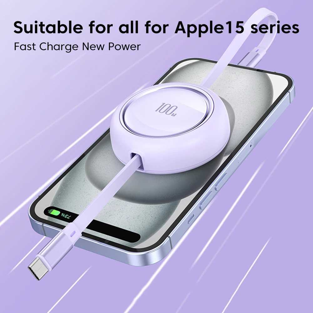 PD 100W Retractable Type C to USB C Fast Charge Data Cable For iPhone 15 Book USB C To Lightning Cable C251203