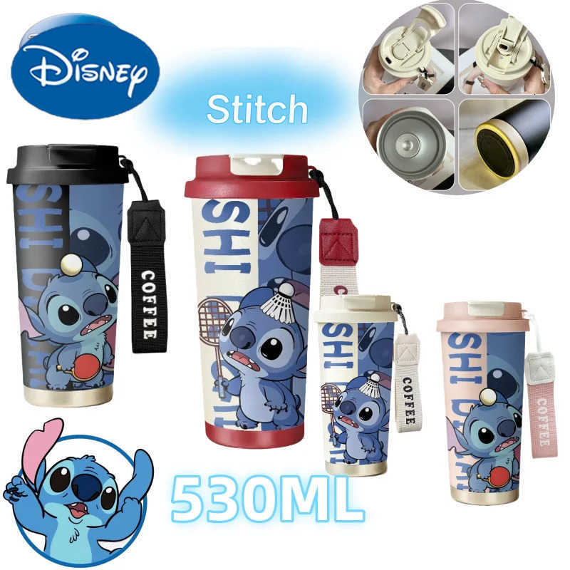 Disney New Stitch cartoon cute thermos mug creative large capacity insulated cold coffee mug leak-proof direct drink cup gift H251203