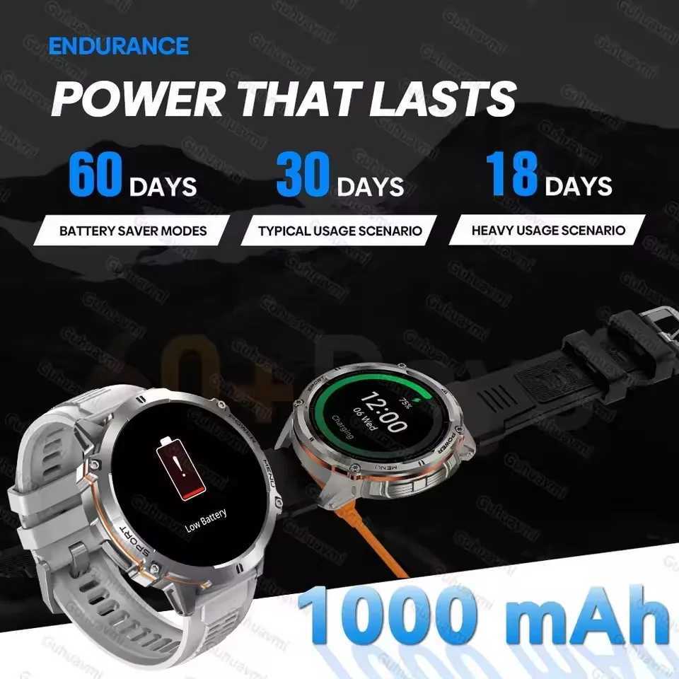 New Military T-REX3 GPS Track Smart Watch Men 1000mAh Large Battery 10ATM Waterproof HD Call Outdoor Sports Smartwatch C251203