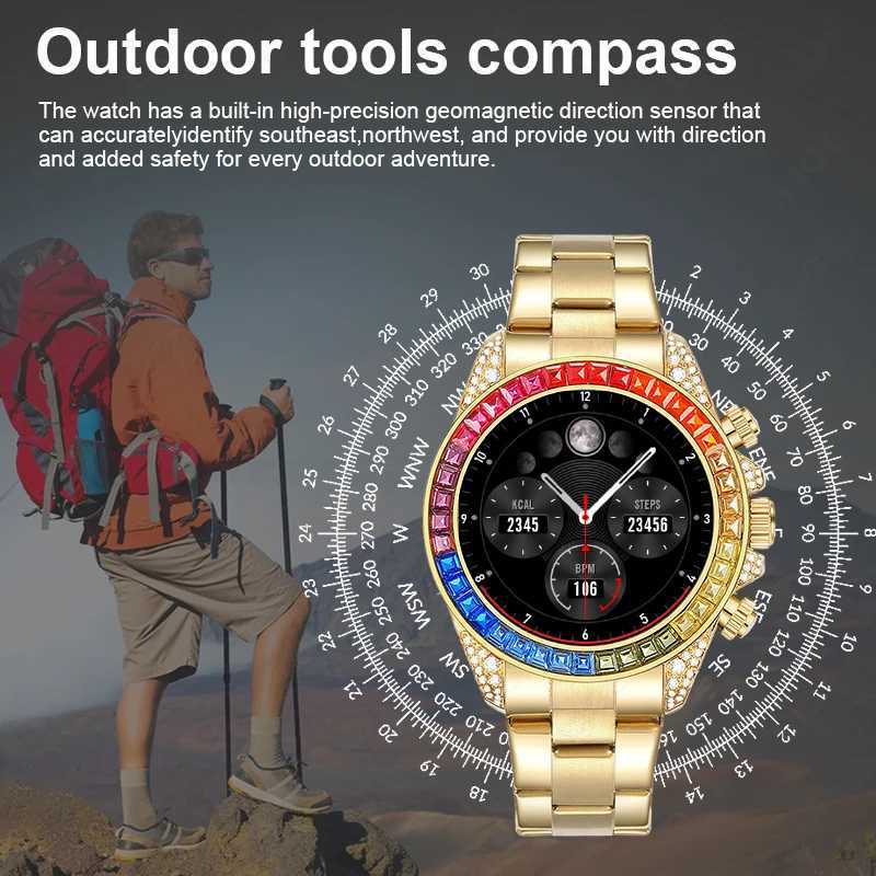 Lige Watches For Men Luxury Stainless Steel Band Watch Diamond-Studded Business Smart Watches Waterproof Analog Quartz WatchBox C251203