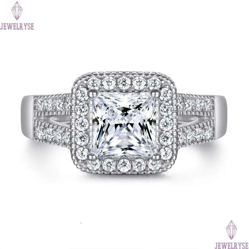 luxury 6mm square diamond designer ring for wed 925 sterling silver white 5A zirconia engagement wedding band rings jewelry woman home party gift box 