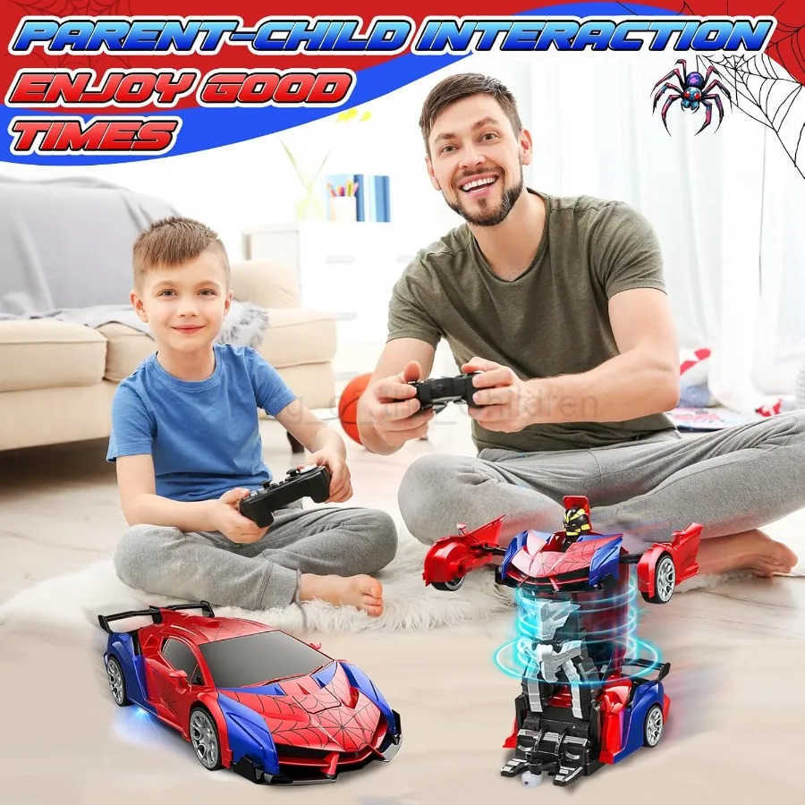 Disney 24GHz Deformable Spider Remote Control Car - Robot Car with Stunts Rechargeable Battery LED Lights Toy Gift for Boys Girls H251203