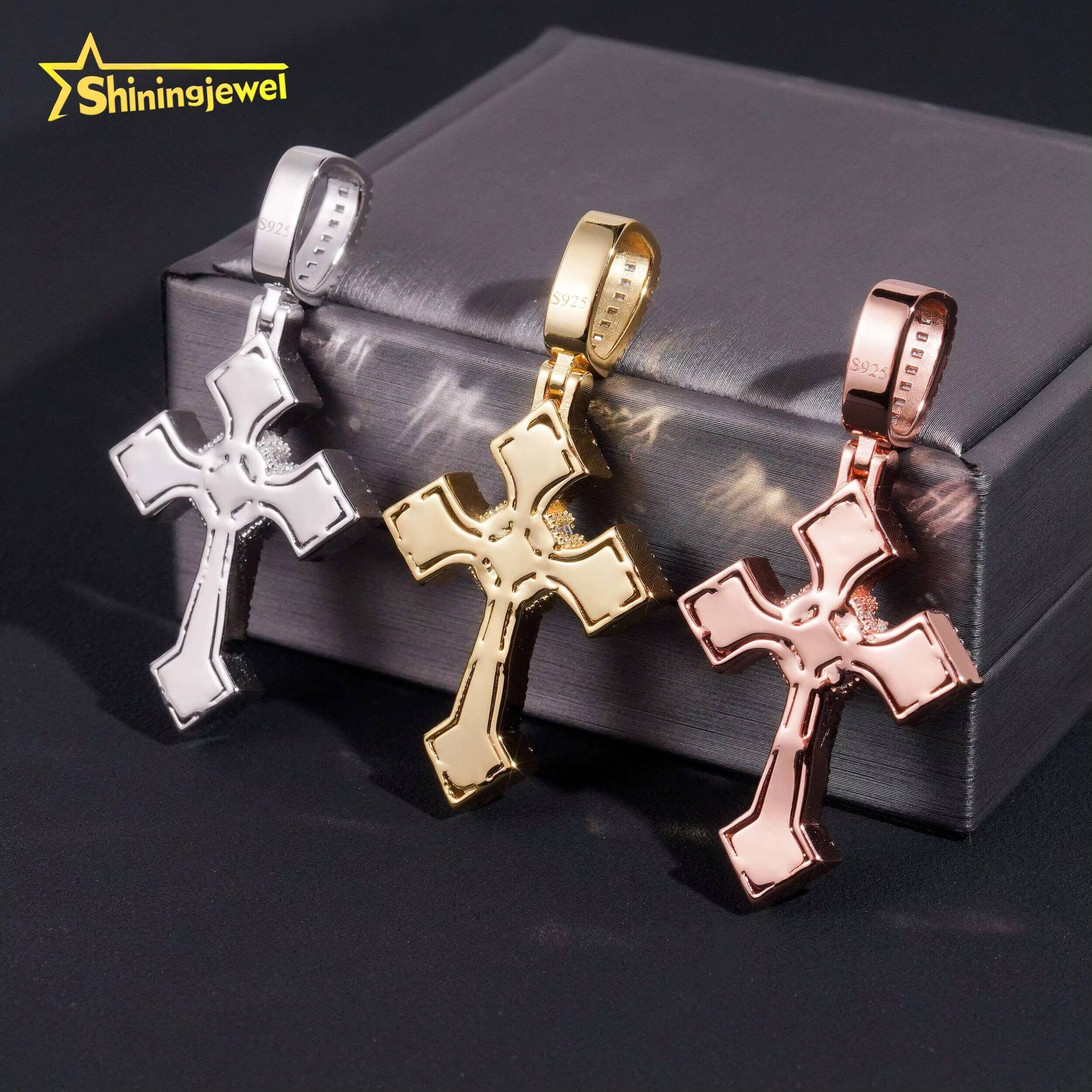 Cheap Price VVS Moissanite Cross Pendant S925 18K Gold Plated Gra Moissanite Pass Diamond Test Hip Hop Iced Out Pendant