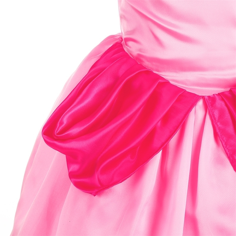 Peach Princess Chiffon Lace Girl Role Play Dress Baby Tank Top Party Dress Carnival Halloween Costume 3-11 Years 240520bj