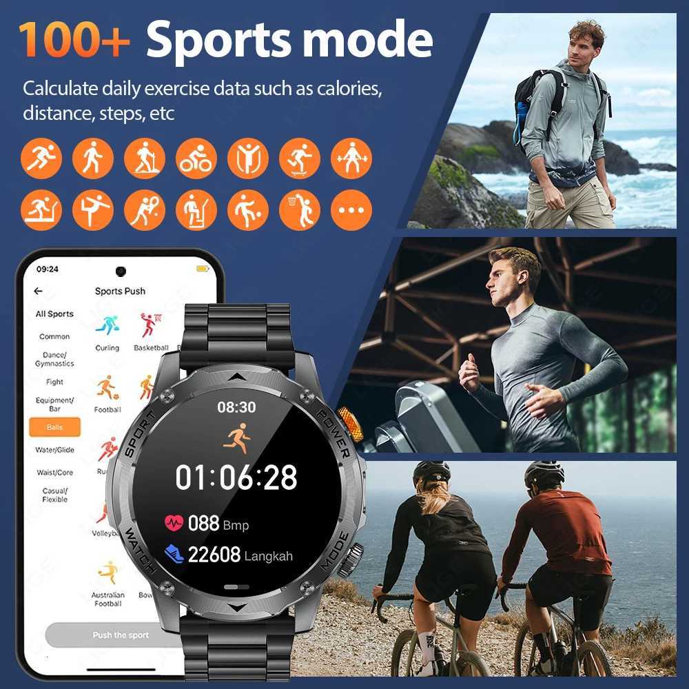 LIGE Military Smart Watch Men 1000mAh Battery Outdoors LED Flashlight Waterproof Rate Sport BT Call 17 AMOLED Smartwatch C251203