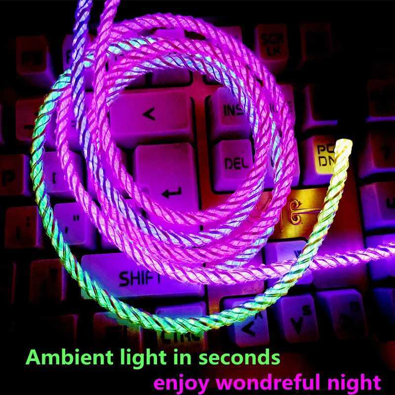 1PC Fast Charging RGB Breathing Luminous Gradient Light Data Cable 66W TYPE-C Charger For iPhone 15 PD Cord C251203