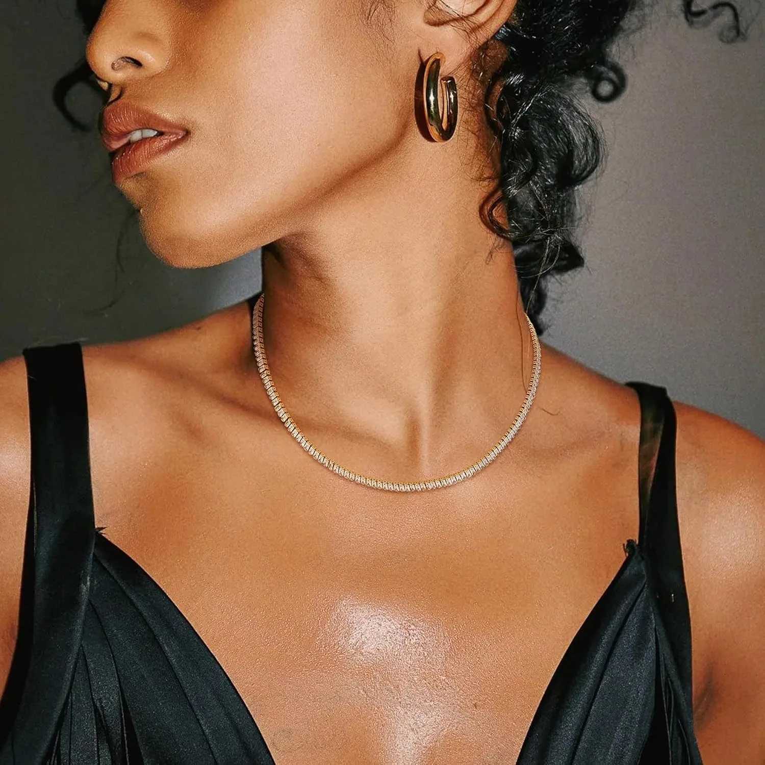 Cubic Zircon Necklace for Women 14K Gold Plated Waterproof Layered Necklaces Non Tarnish Dainty Necklace Stack Jewelry for WomenXJ251202